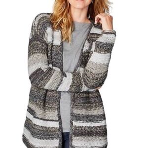 J. Jill Grey Mixed Knit Oversized Chunky Open Front Cardigan Size‎ Large Petite